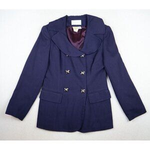 WOMEN'S NAVY BLUE DOUBLE-BREASTED BLAZER SUIT JACKET - APART - SIZE 4P